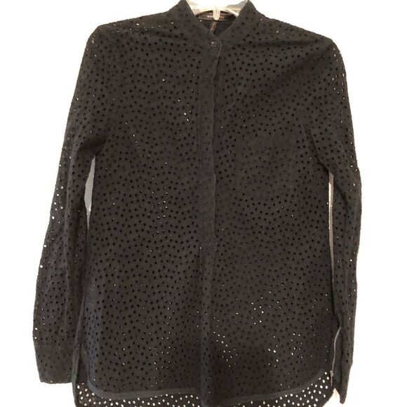 BCBG MaxAzria Lola BLACK Eyelet Blouse - Picture 2 of 8